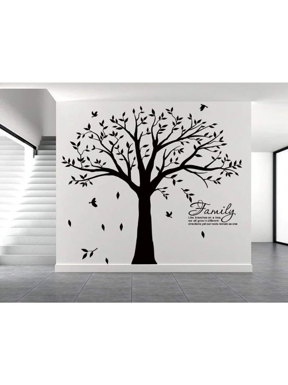 Family Tree Wall Decal - Inspirational Quote, Home Decor for Living Room, 83x83